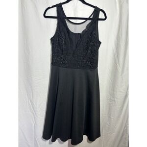 Grace Karin black A line Dress Lace Detail Size L EUC‎ M5